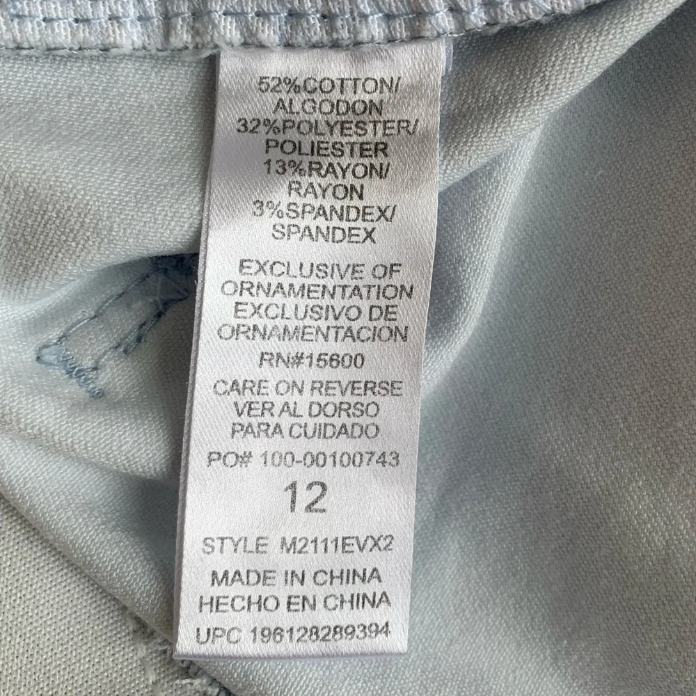 MAC AND ME Jeans Pants Jeggings Leggings Blue Gray Camo 5-Button Fly Hem Small - Picture 12 of 16